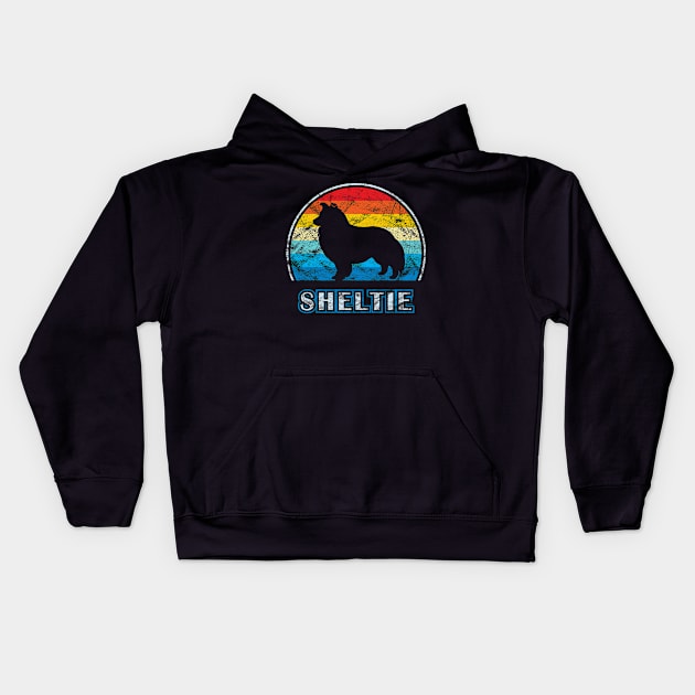 Sheltie Vintage Design Shetland Sheepdog Kids Hoodie by millersye